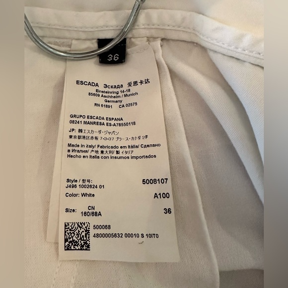 Escada Sport White Straight Leg Pants - Made in Italy - Picture 8 of 11